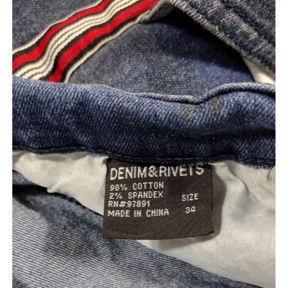 Denim & Rivets Mens Size 34 Jeans Blue Straight Leg Acid Wash Stretch Dark Denim - Picture 6 of 10